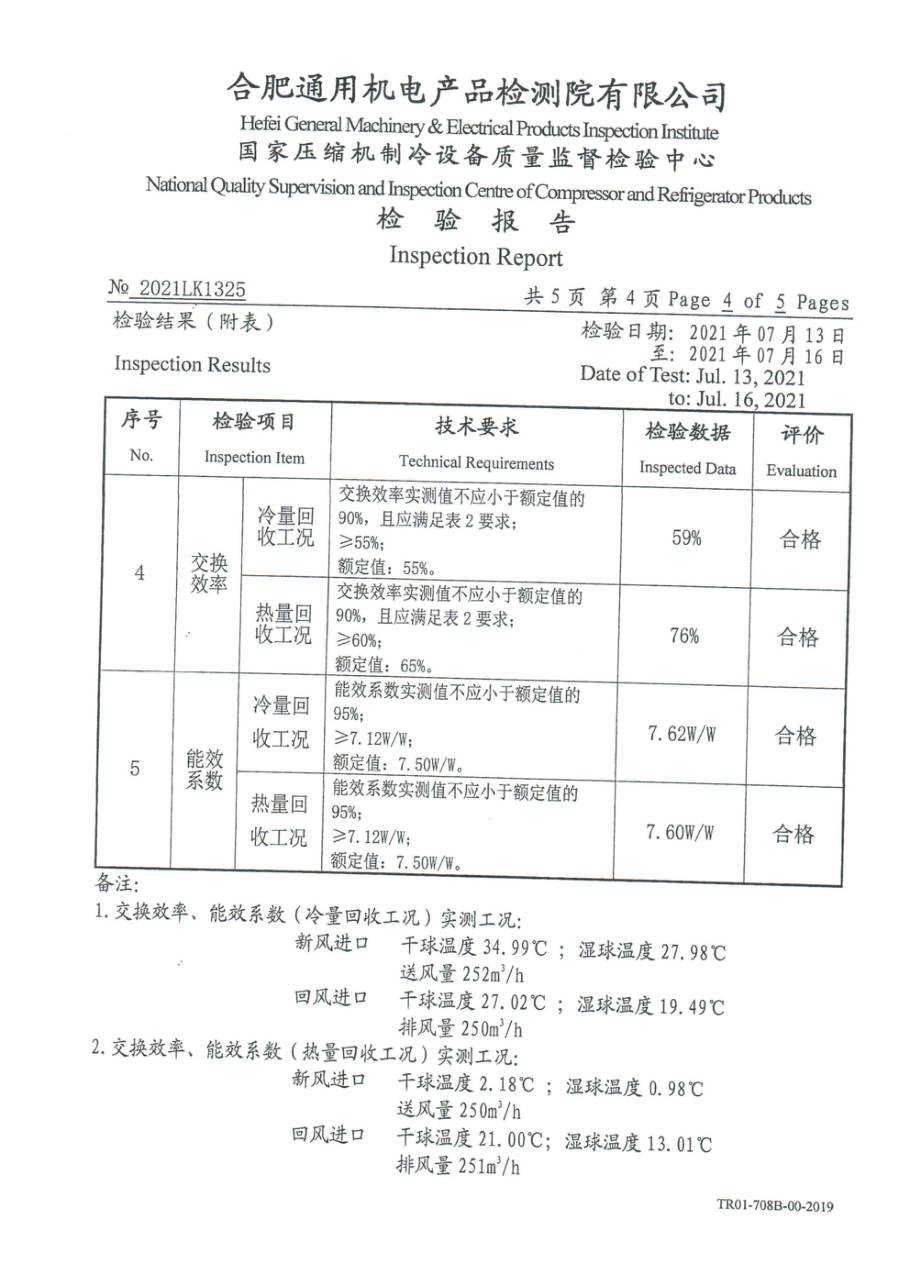 委托检测报告 2021LK1325|YRAR YRAR025F000R0B 性能 第 5 页