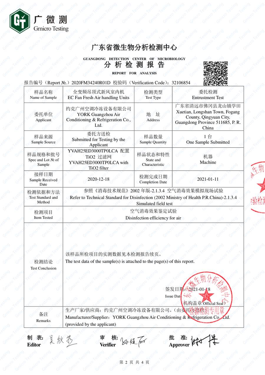 检测报告 2020FM34240R01D|YVAH YVAH25ED3000TP0LCA 第 2 页