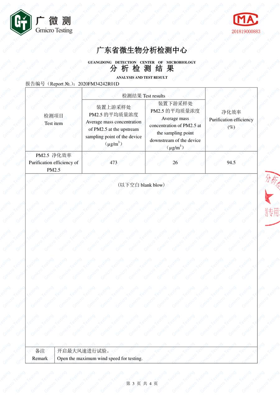 检测报告 2020FM34242R01D|YVAH YVAH50ED400F0P0LCA PM2.5 第 3 页