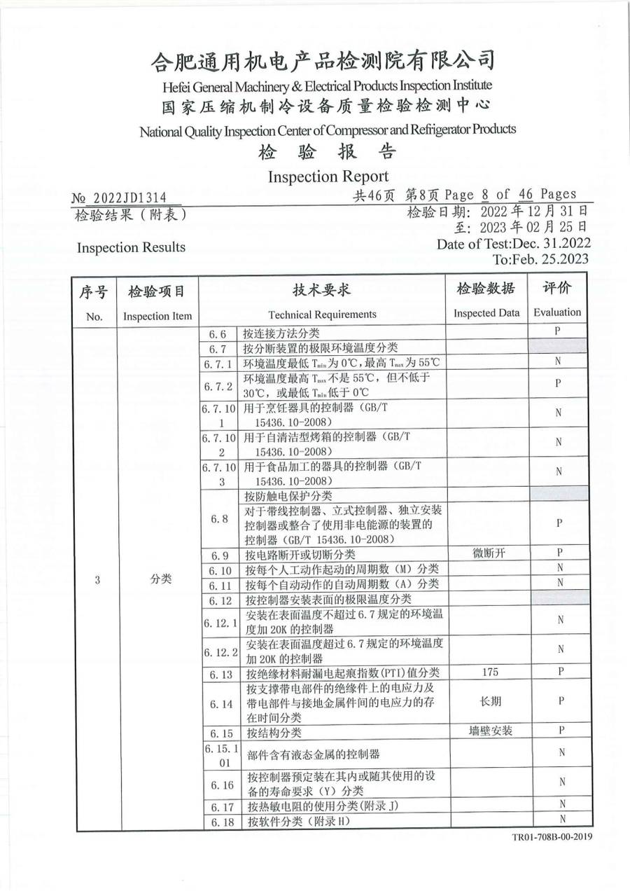 委托检测报告 2022JD1314|温控器 IC1120-TB10-1Y5CA 第 9 页