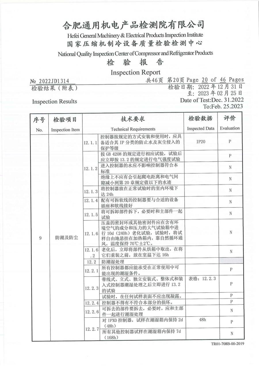 委托检测报告 2022JD1314|温控器 IC1120-TB10-1Y5CA 第 21 页