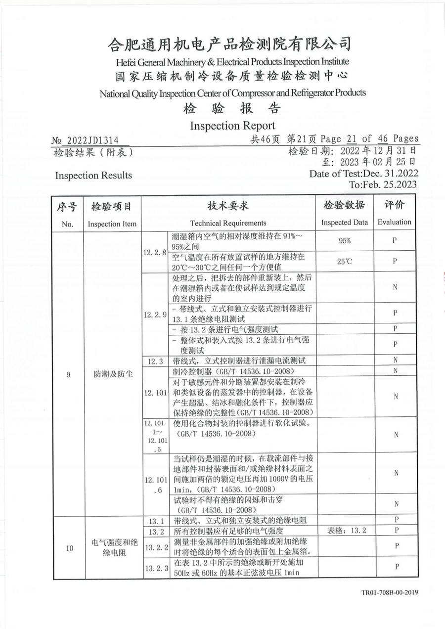 委托检测报告 2022JD1314|温控器 IC1120-TB10-1Y5CA 第 22 页