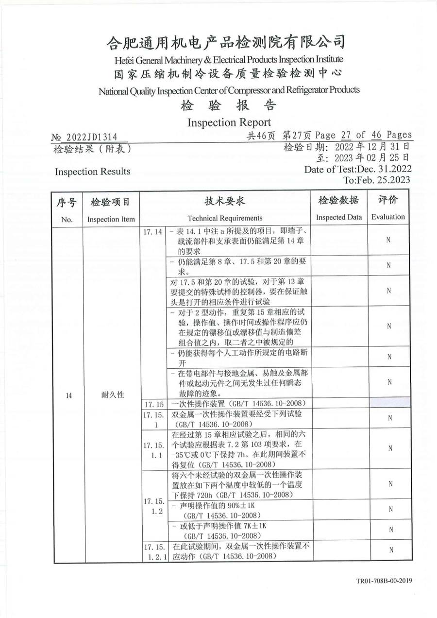 委托检测报告 2022JD1314|温控器 IC1120-TB10-1Y5CA 第 28 页