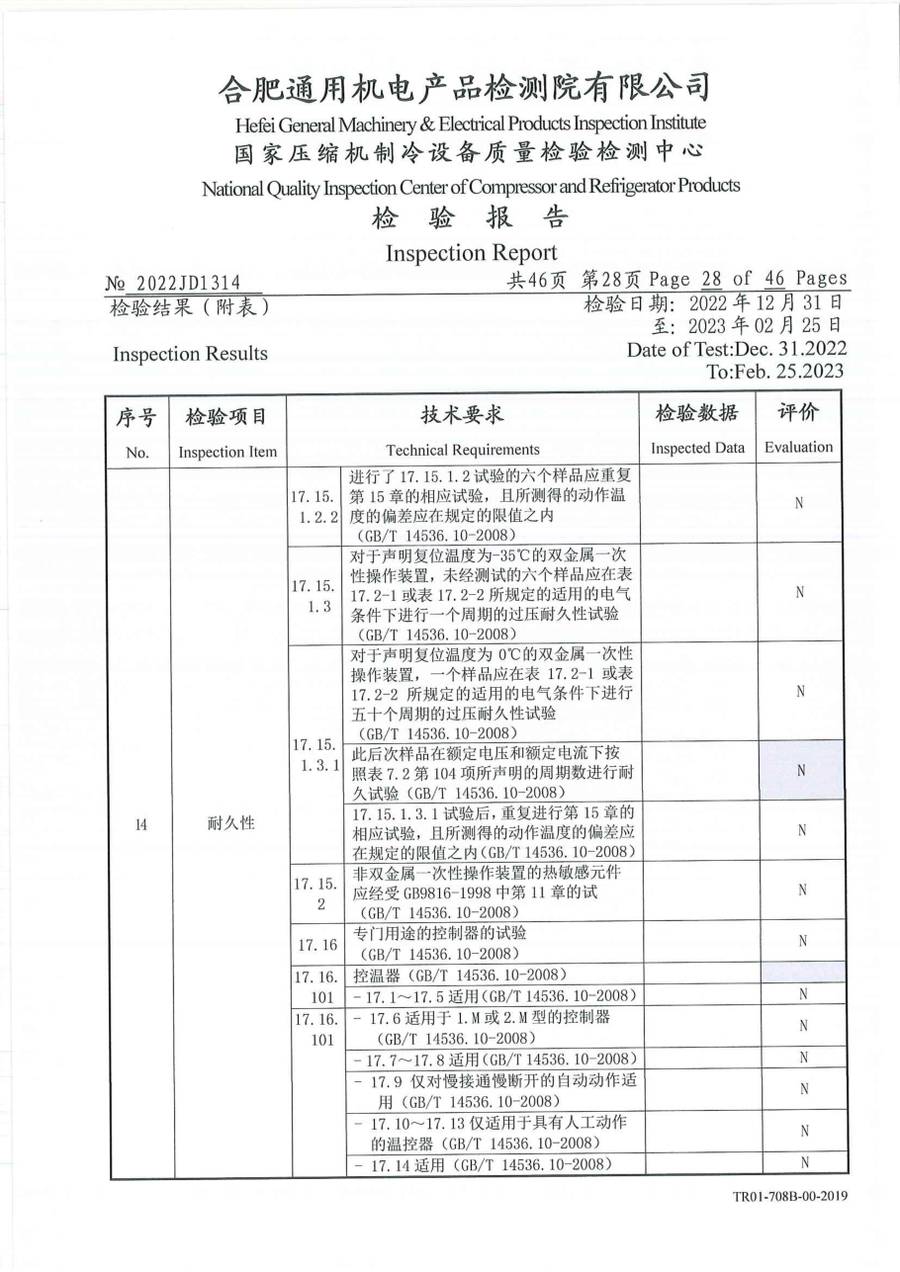 委托检测报告 2022JD1314|温控器 IC1120-TB10-1Y5CA 第 29 页