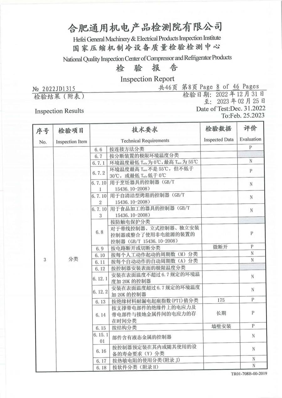委托检测报告 2022JD1315|温控器 IC1300-TB10-1Y0CA 第 9 页