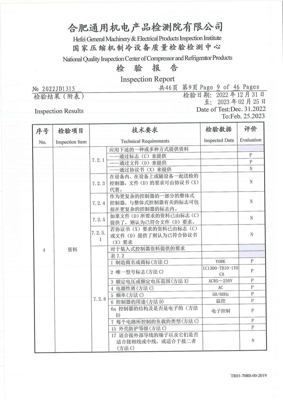 委托检测报告 2022JD1315|温控器 IC1300-TB10-1Y0CA 第 10 页