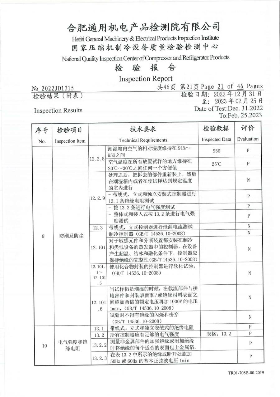 委托检测报告 2022JD1315|温控器 IC1300-TB10-1Y0CA 第 22 页