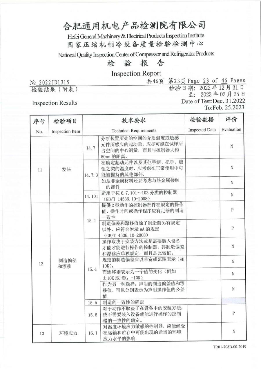 委托检测报告 2022JD1315|温控器 IC1300-TB10-1Y0CA 第 24 页
