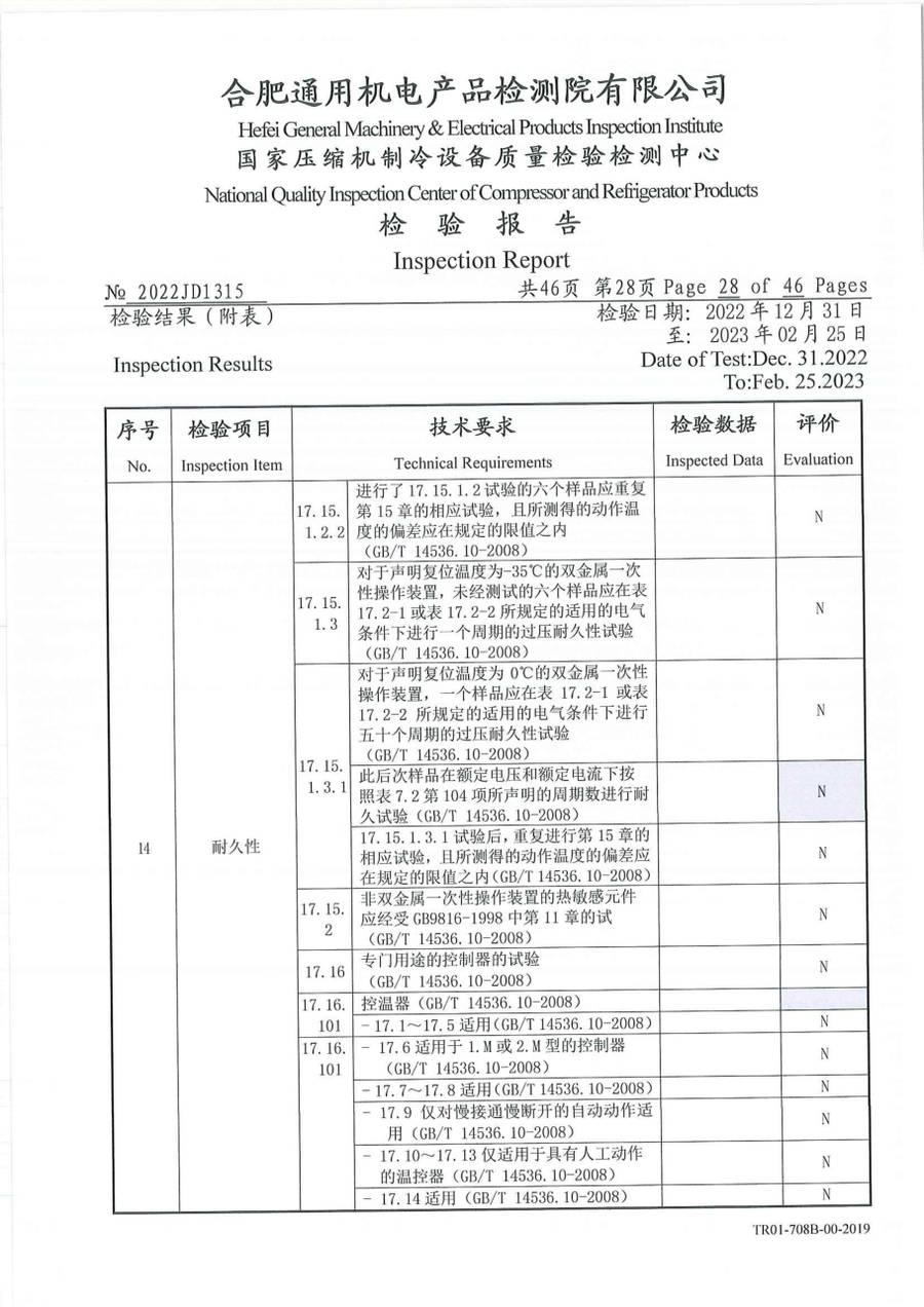 委托检测报告 2022JD1315|温控器 IC1300-TB10-1Y0CA 第 29 页