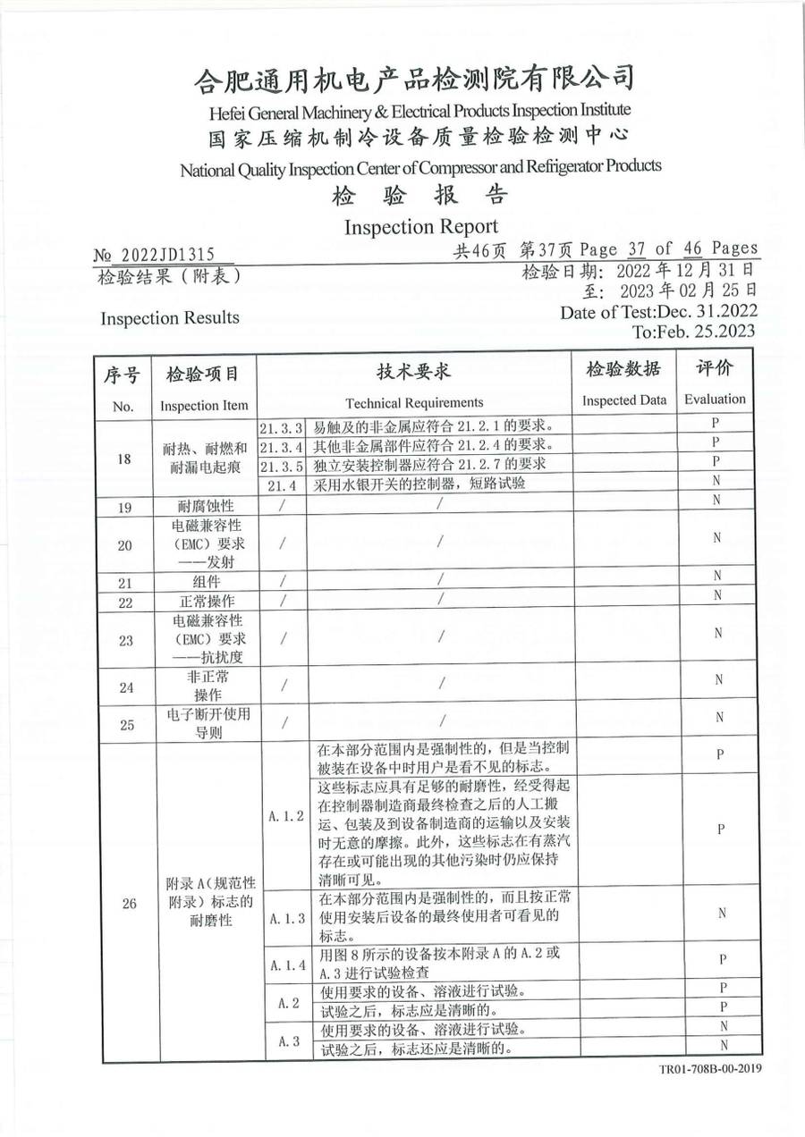 委托检测报告 2022JD1315|温控器 IC1300-TB10-1Y0CA 第 38 页