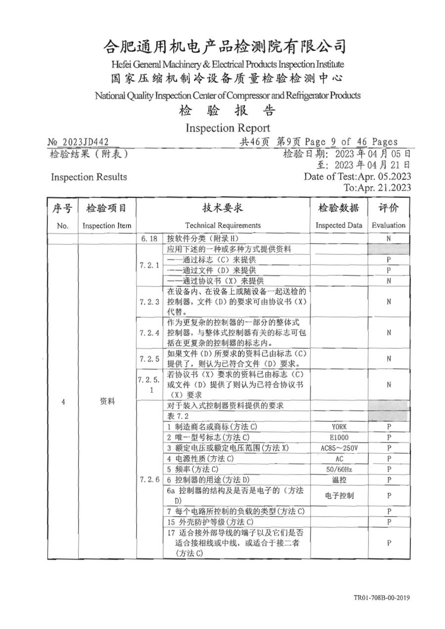 委托检测报告 2023JD442|温控器 E1000 第 10 页